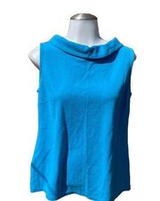 Talbots Womens Turquoise Blue Sleeveless Collared Summer Casual Top Size Medium