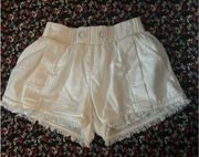 Kendall+Kylie White High Waist Raw Hem Shorts Size XS Linen