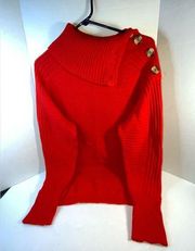 Vine & Love oversized red button down cowl neck sweater size Med.