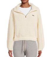 Kendall & Kylie Faux Sherpa Quarter-Zip Crop Sweatshirt