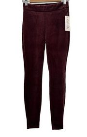 Nanette Lepore Burgundy Red Crushed Velvet Ribbed Mid Rise Leggings Size XS