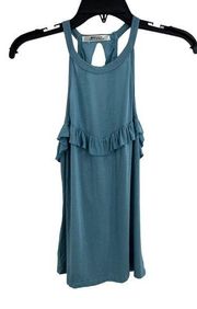 LAMade Blue Ruffle Tank Small New