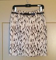 Pencil Skirt Snakeskin Pattern with Belt Brown Tan