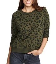 Rails Theo Flocked Olive Leopard Print Sweatshirt