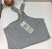 NWT  striped halter crop top large