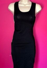 Bebe Embellished Black Bodycon Midi Dress Scoop Neck Sleeveless Party Women