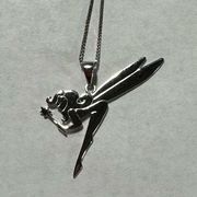 Sterling Silver 925  Fairy Pixie Pendant 24” Box Chain Necklace Charm