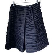 CALVIN KLEIN Black Ruffle Skirt Pleated Shiny Size 8