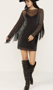 Fringe Sparkly Long Sleeve Dress