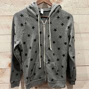 ALTERNATIVE Women’s Gray Star Pattern Full Zip Hoodie Size M