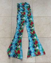 Macbeth Collection NWT $89 Floral Stretchy Flare Pants Sz XS