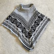 Style & Co. Gray & Black Cowl Neck Sweater Poncho