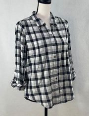 Joie light weight plaid button down shirt