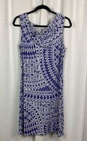 Title Nine Breeze Purple Mosaic Tile Print Cowl Neck Shift Dress Sz.M