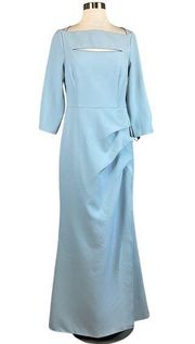 Women's Formal Dress Size 6 Blue Long Sleeve Cutout Evening Gown