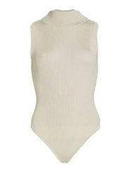 Good American ribbed mockneck thong bodysuit Tusk ( cream ) size 3