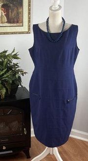 Marc New York Sleeveless Lined Knee Length Round Neck Dress Purple 14