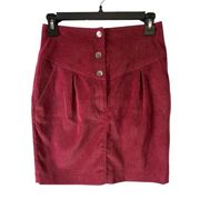 Rebecca Minkoff Brielle Red Corduroy Pocket Button Pencil Skirt Size 0 - EUC