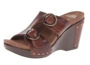 Dansko Fern Leather Platform Wedge Buckle Sandals