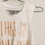 White/Gold “This Is My Gym Shirt” Sleeveless Top