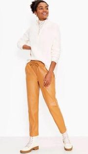 Ann Taylor LOFT Safari Sand Caramel Faux Leather Slim Pants Women's Size Medium