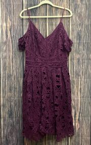 Purple Laser Cut Lace Dress