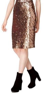 Bar III Bronze Sequin Pencil Skirt Medium EUC