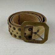 Vintage Y2K Calvin Klein Womens Belt M Medium Gold Metallic Studded Brass Buckle