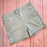 Lands’ End seafoam green midrise roll cuff jean shorts Szie 18