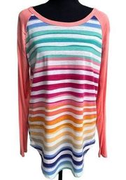 Waves of Color Striped Color Block Top- Peach