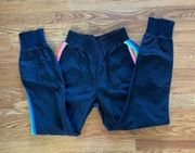 Fabletics Joggers Womens XS Black Carol L Rainbow Stripe Woven Pants Pride‎ EUC