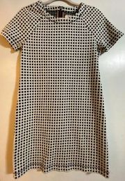 Lou and Grey Checkered Black and White Scoop Neck Short Sleeve Dress Size Small