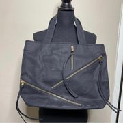 Rebecca Minkoff Large Navy Canvas Tote Bag Zippers