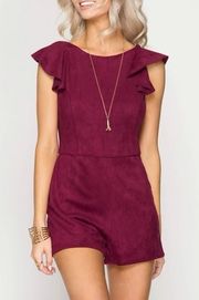 She + Sky Burgundy Suede Romper NWT