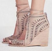 Jeffrey Campbell Rodillo Lace Up brown wedge sandals sz 10.