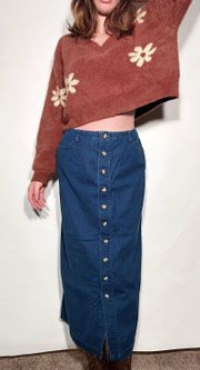 Vintage  Denim Button Front Long Skirt