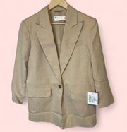 ASOS Design Petite long line perfect blazer in stone color size 2 NEW