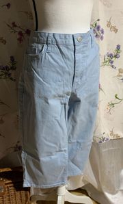 Baby Blue Mid Rise Capris