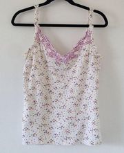 white embroidered floral tank top 90s Y2k size L