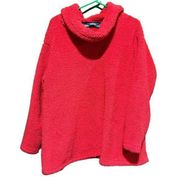 Lands'End  Women's Sherpa Fleece Pullover‎ Jacket Reddish Orange Plus Size 2X