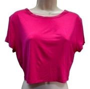 H:ours Revolve hot pink shirt sleeve crop tee