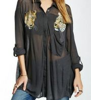 Wildfox black leopard button up. xs