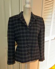 size 12 navy plaid blazer