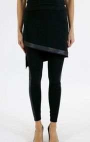 Black Skirt Leggings 2-1 Vegan Leather Artsy High Rise Pull On 12