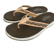 Coach Latrice Sandals Brown Size 6.5 Slip On Toe Post Cushioned Flip Flops Logo