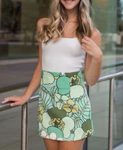 GREEN PATTERNED SKIRT