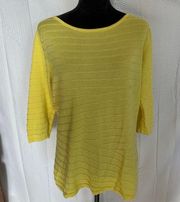 Dana Buchman yellow 3/4 sleeve yellow sweater size large.