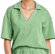 Universal Thread French Terry V -Neck Polo Top Green Women's S NWT