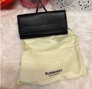 Burberry Porter Black Leather Flap Continental Long Wallet