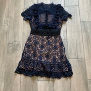 Self portrait Navy crochet dress